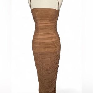 House of CB Tan Ribbed Bodycon Dress